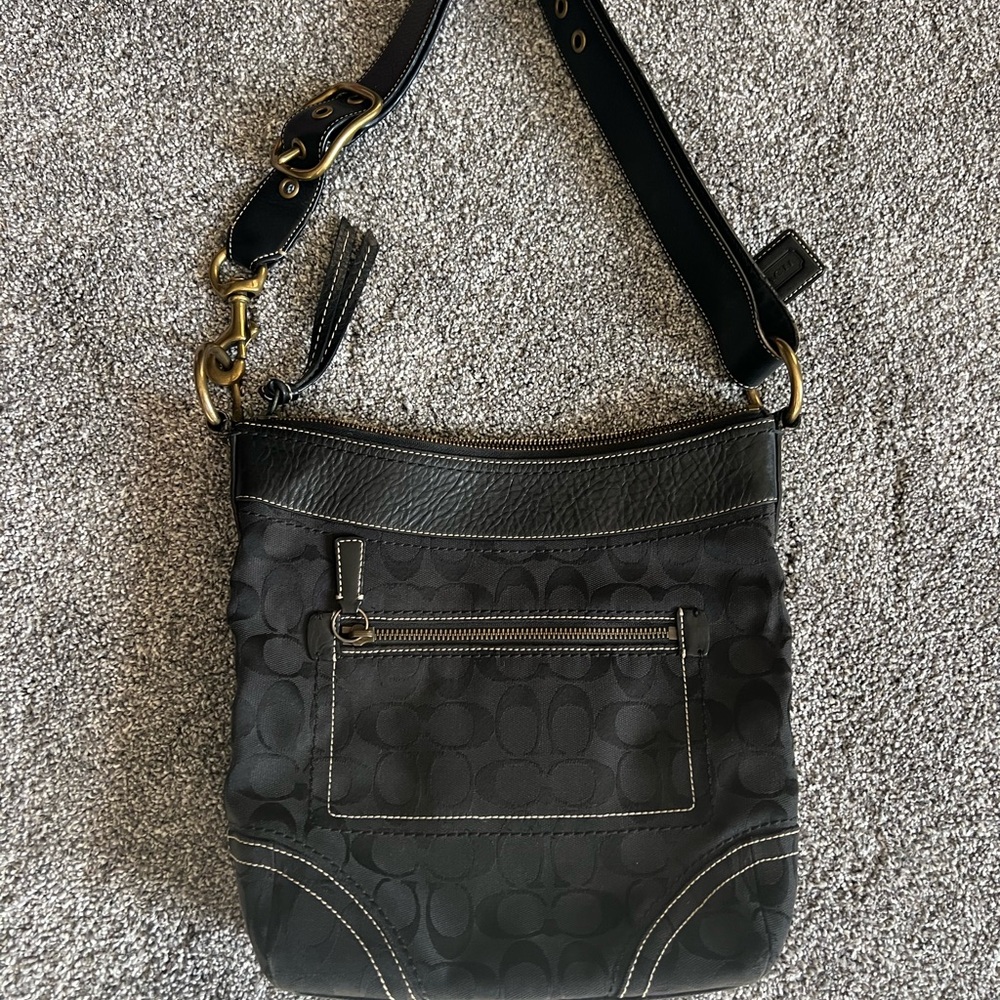 Coach Black Crossbody Bag with Gold Accents